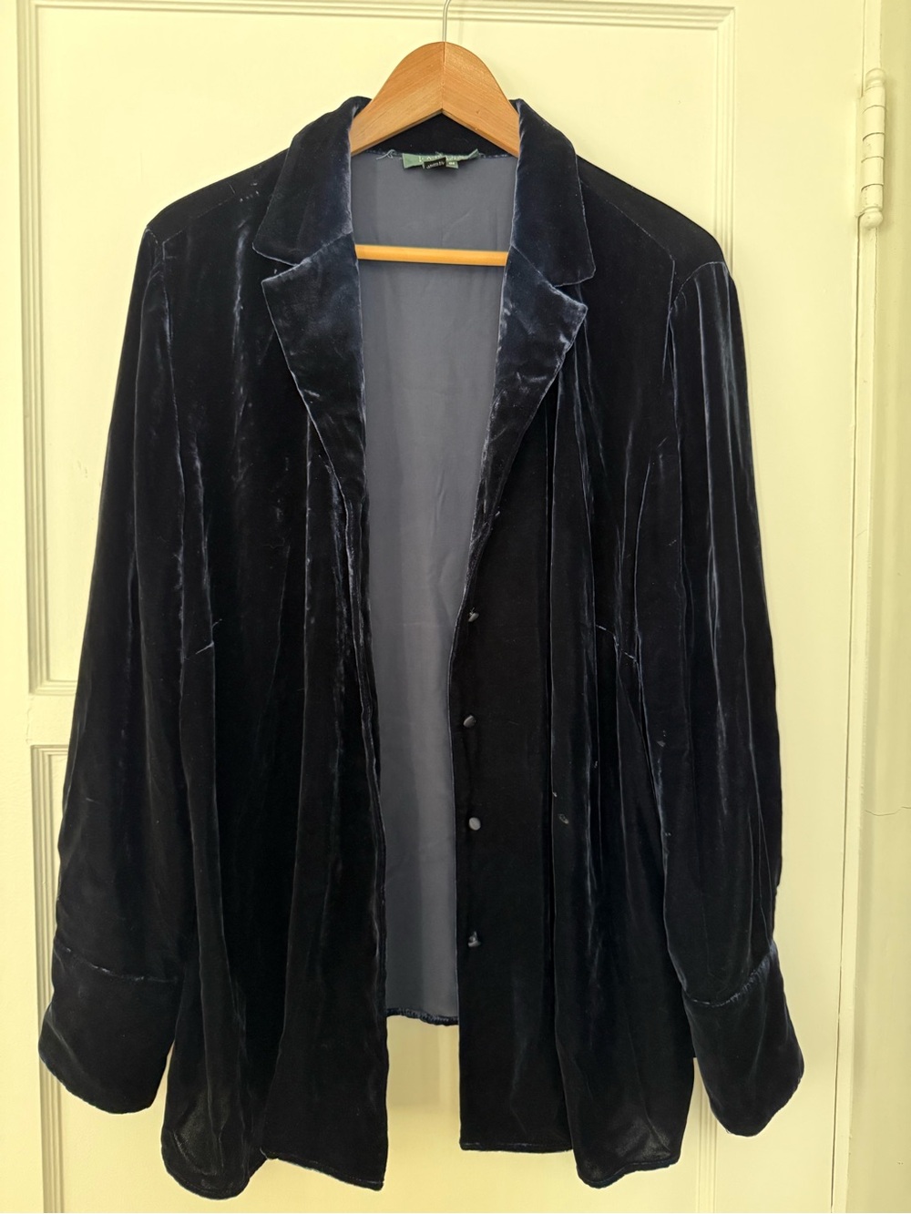 Ralph Lauren Vintage Blue Velvet Overshirt jacket button down 18W gothic